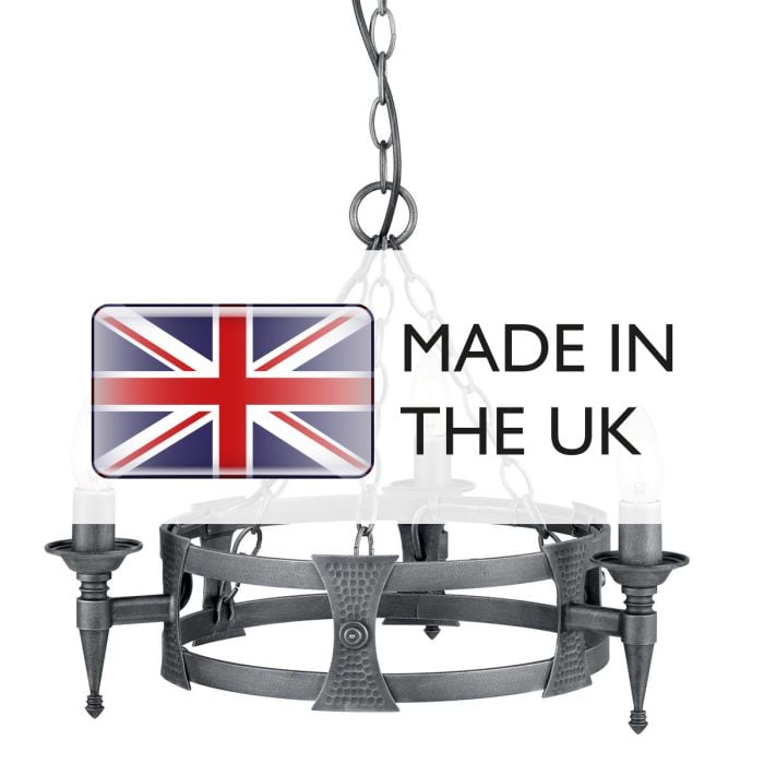 Elstead Lighting Saxon 3 Light Chandelier - Black/Silver Patina