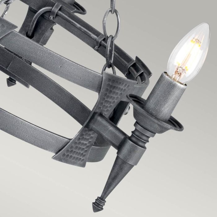 Elstead Lighting Saxon 3 Light Chandelier - Black/Silver Patina