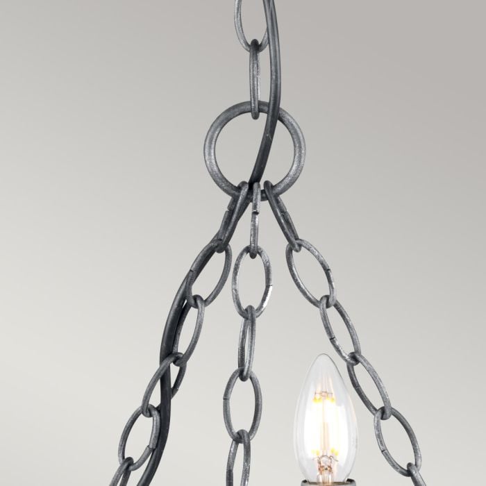 Elstead Lighting Saxon 3 Light Chandelier - Black/Silver Patina