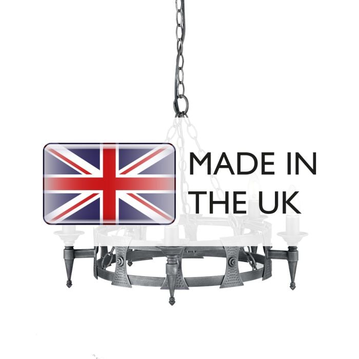 Elstead Lighting Saxon 5 Light Chandelier - Black/Silver Patina