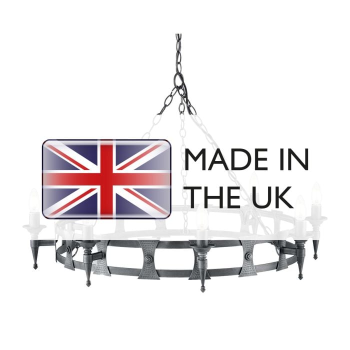 Elstead Lighting Saxon 8 Light Chandelier - Black/Silver Patina