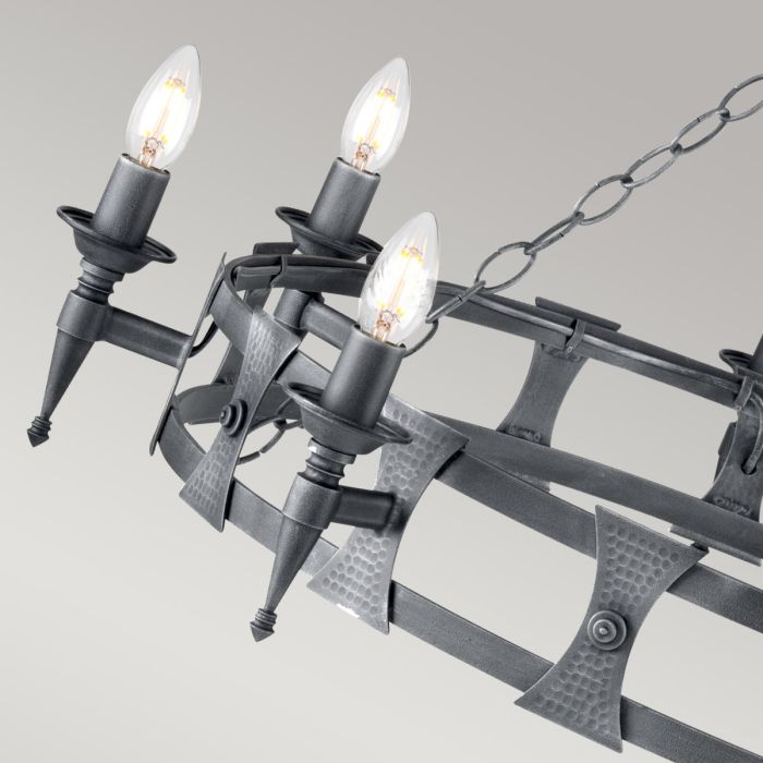 Elstead Lighting Saxon 8 Light Chandelier - Black/Silver Patina