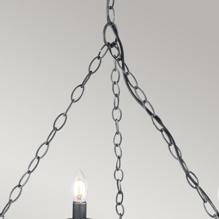 Elstead Lighting Saxon 8 Light Chandelier - Black/Silver Patina