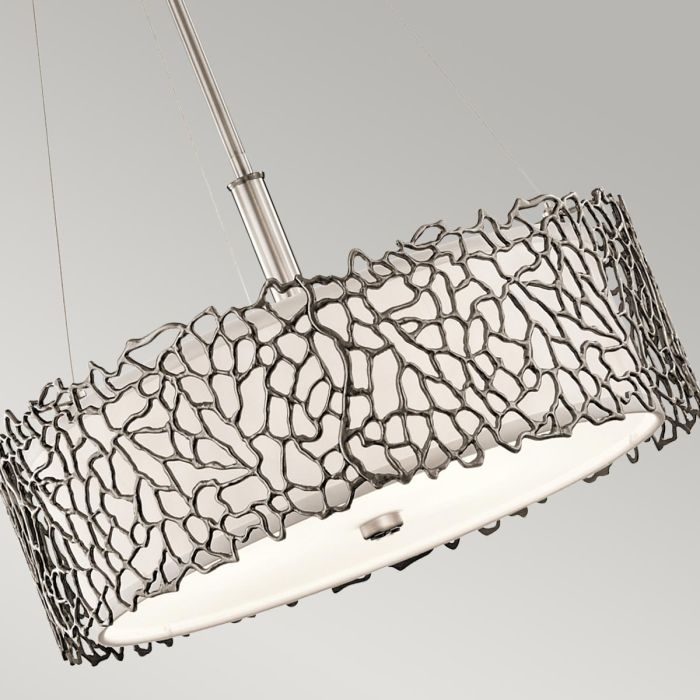 Elstead Lighting Silver Coral 3 Light Duo-Mount Pendant - Classic Pewter