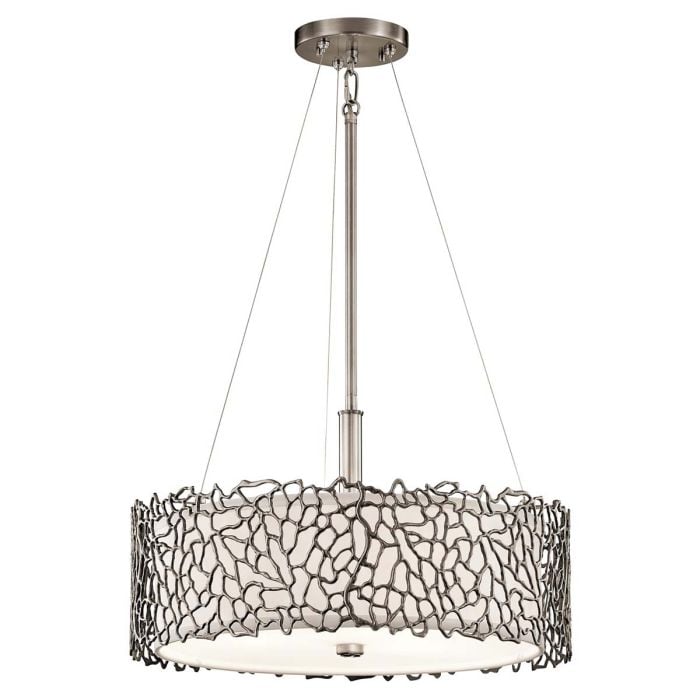 elstead lighting Silver Coral 3 Light Duo-Mount Pendant - Classic Pewter