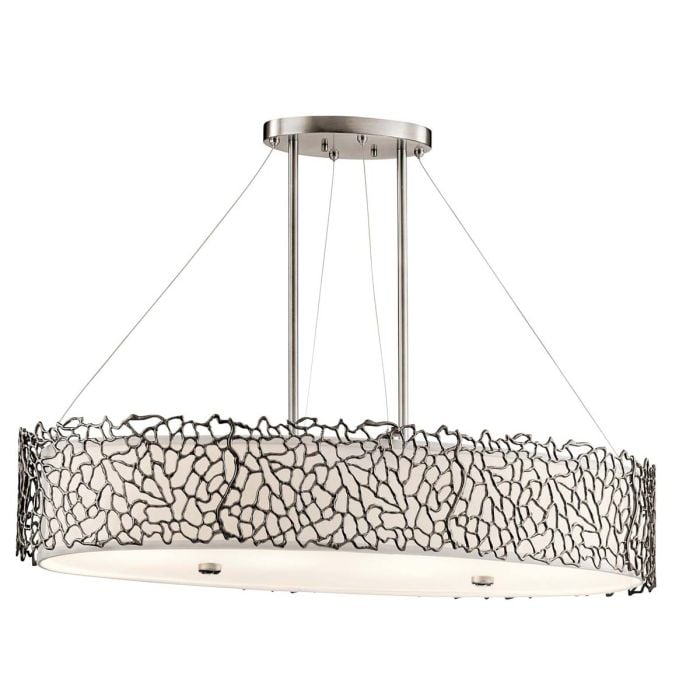 elstead lighting Silver Coral 4 Light Oval Island Light - Classic Pewter