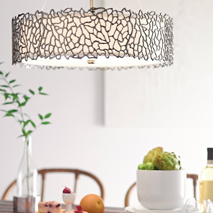 Elstead Lighting Silver Coral 4 Light Pendant - Classic Pewter