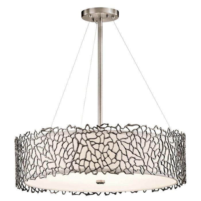 elstead lighting Silver Coral 4 Light Pendant - Classic Pewter