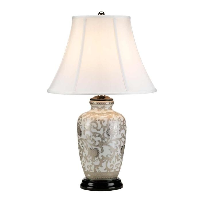 elstead lighting Silver Thistle 1 Light Table Lamp - White and Silver