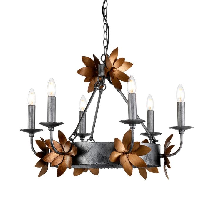 elstead lighting Simone 6 Light Chandelier - Bronze and Gold