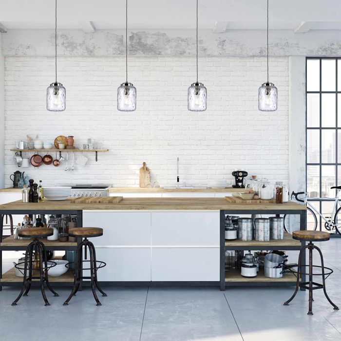 Elstead Lighting Sola 1 Light Pendant - Polished Nickel Clear Glass