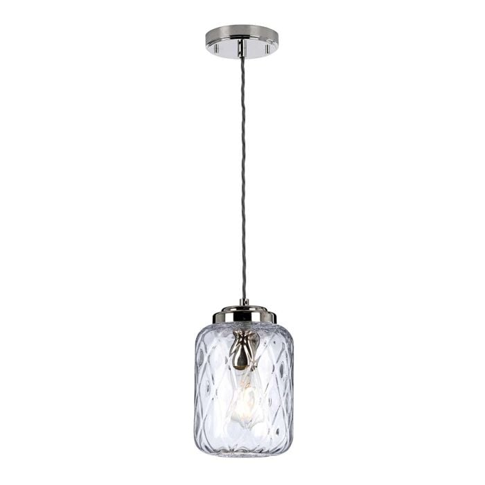 elstead lighting Sola 1 Light Pendant - Polished Nickel Clear Glass