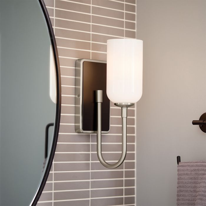 Elstead Lighting Solia 1 Lt Wall Light In Brushed Nickel With Black Accent - Brushed Nickel & Black