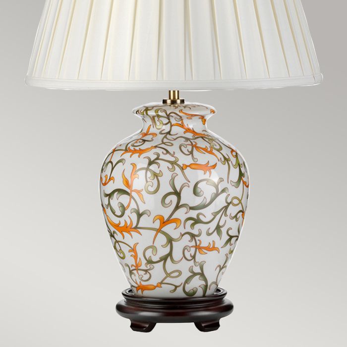 Elstead Lighting Soling 1 Light Table Lamp - Cream With Orange And Green With Ivory Shade