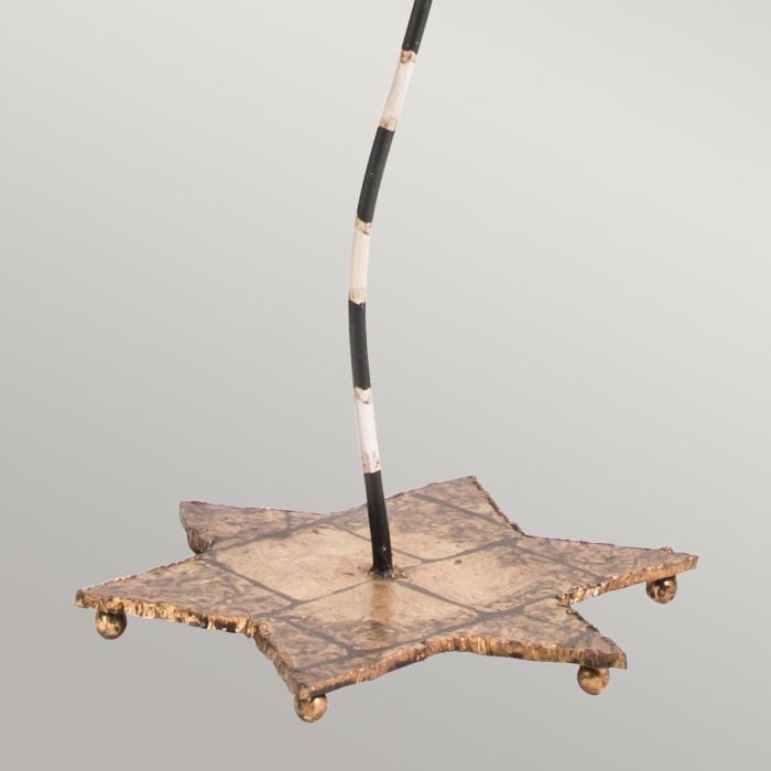 Elstead Lighting South Beach 1 Light -Floor Lamp - Black Putty & Gold Leaf With Black And Cream Striped Shade