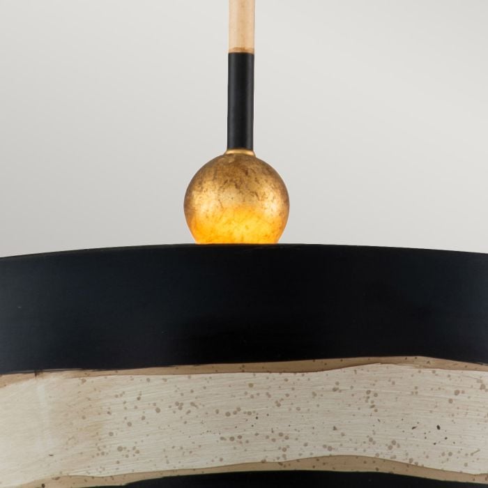 Elstead Lighting South Beach 1 Light Pendant - Black Putty & Gold Leaf