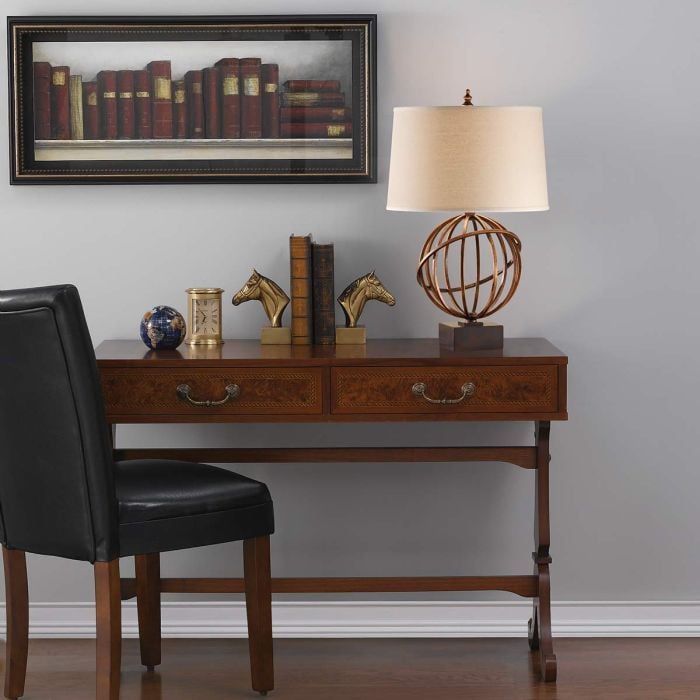 Elstead Lighting Spencer 1 Light Table Lamp - Firenze Gold With Dark Tan Shade