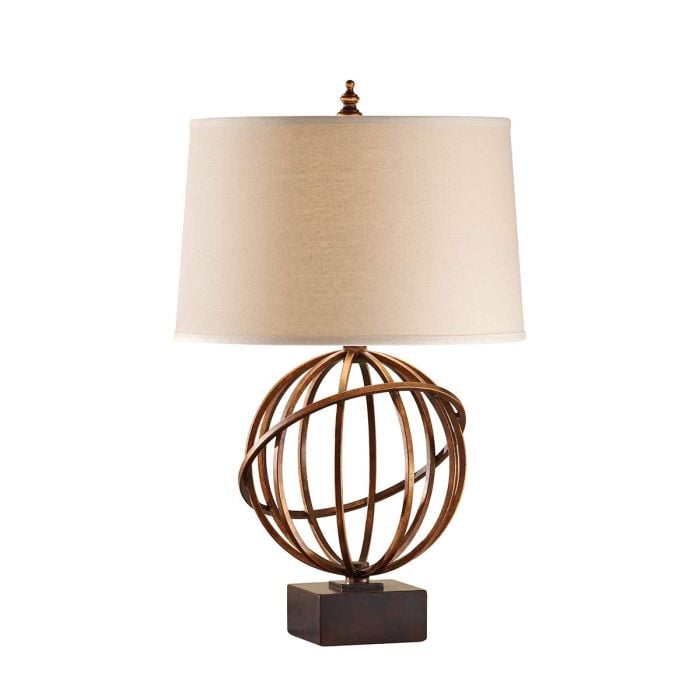 elstead lighting Spencer 1 Light Table Lamp - Firenze Gold with Dark Tan Shade