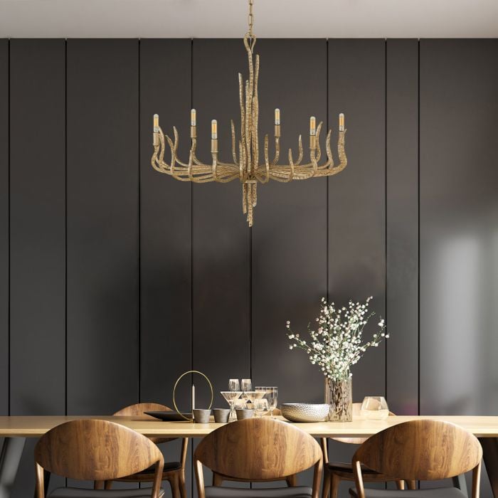 Elstead Lighting Spyre 6 Light Chandelier - Champagne Gold