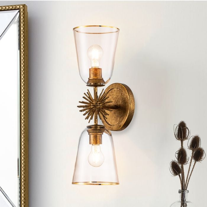 Elstead Lighting Staring 2 Lt Wall Light - Distressed Gold