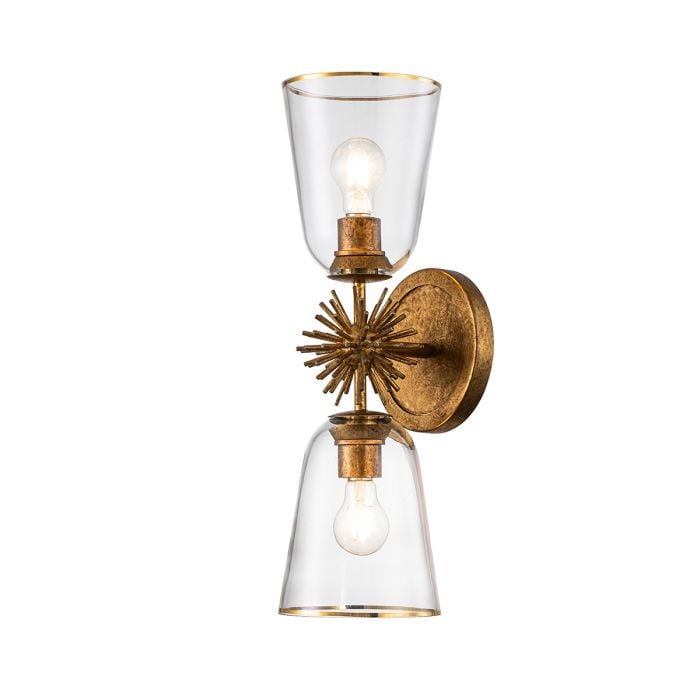 elstead lighting Staring 2 lt Wall Light - Distressed Gold