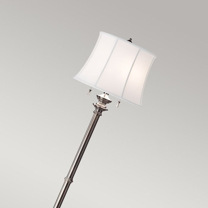 Elstead Lighting Stateroom 2 Light Floor Lamp - Antique Nickel With True White Shade