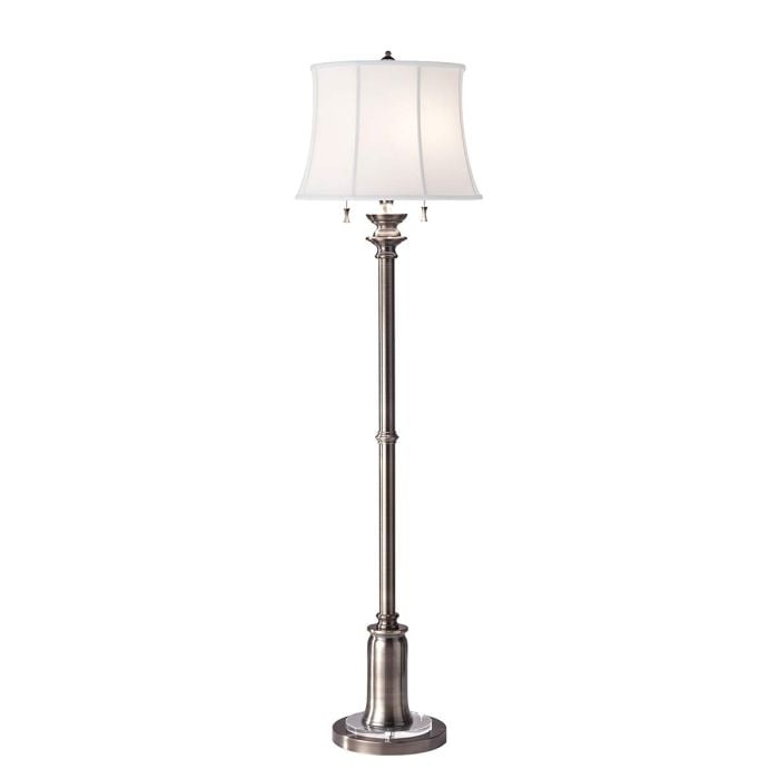 Elstead Lighting Stateroom 2 Light Floor Lamp - Antique Nickel With True White Shade