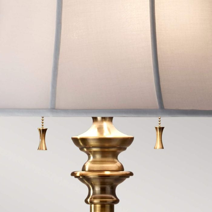Elstead Lighting Stateroom 2 Light Floor Lamp - Bali Brass With White Shade