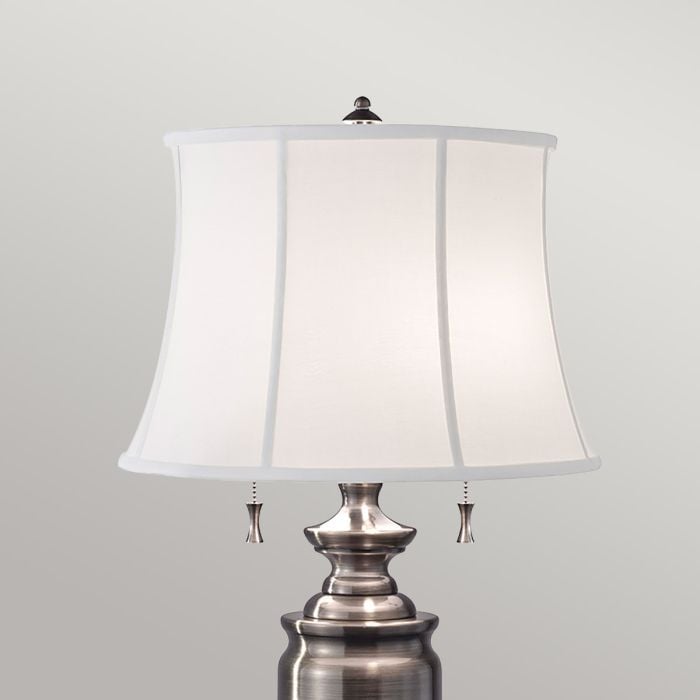 Elstead Lighting Stateroom 2 Light Table Lamp - Antique Nickel With True White Shade
