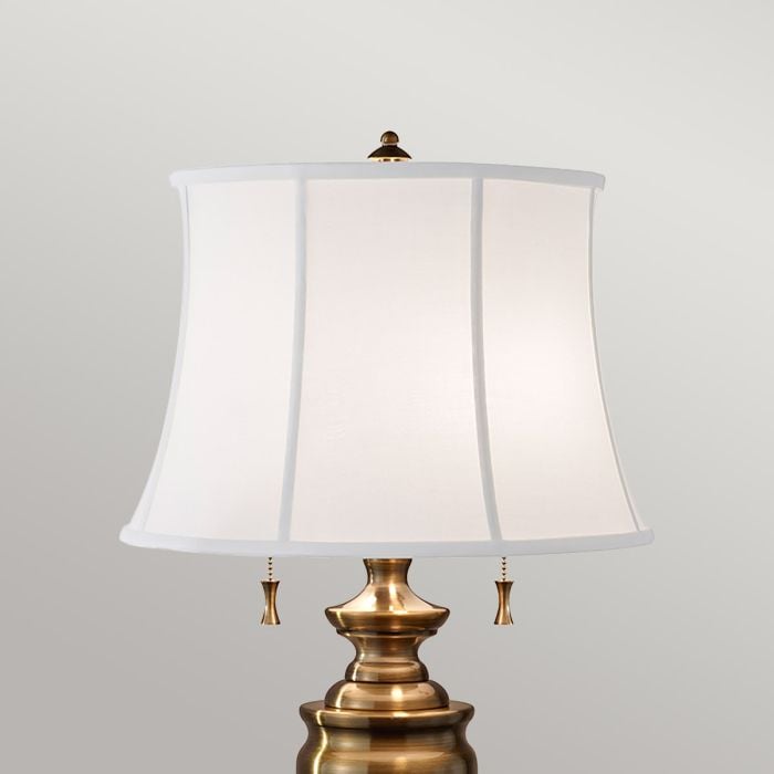Elstead Lighting Stateroom 2 Light Table Lamp - Bali Brass With White Shade