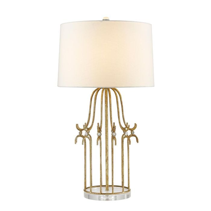 elstead lighting Stella 1 Light Table Lamp - Distressed Gold with Cream Shade