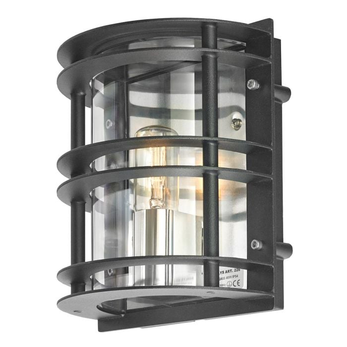 elstead lighting Stockholm 1 Light Flush Light - Black With Clear Glass