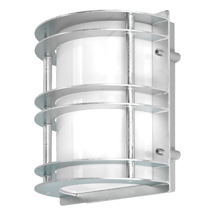 elstead lighting Stockholm 1 Light Flush Light - Galvanised With Opal Glass