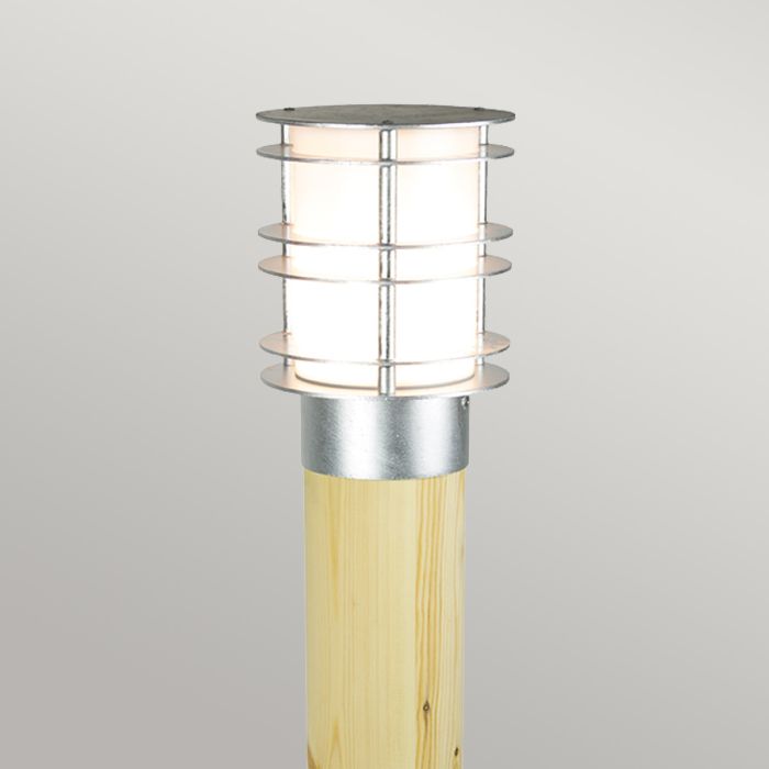 Elstead Lighting Stockholm 1 Light Large Bollard Natural Wood & Galvanised