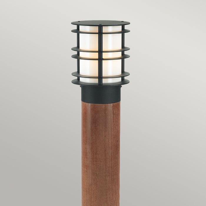 Elstead Lighting Stockholm 1 Light Large Bollard - Stained Wood & Black