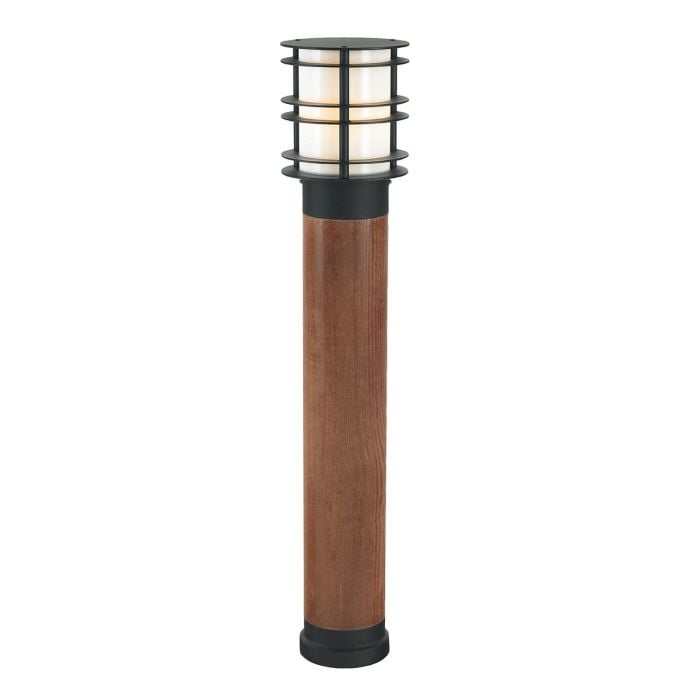 elstead lighting Stockholm 1 Light Large Bollard - Stained Wood & Black