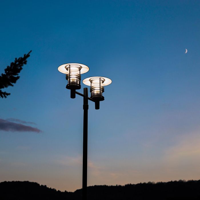 Elstead Lighting Stockholm 2 Light Twin Lamp Post - Black