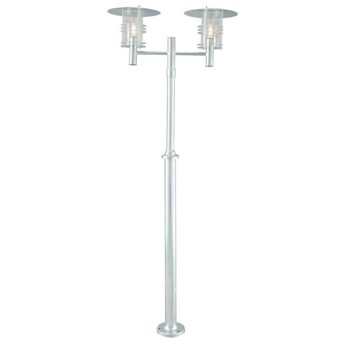 elstead lighting Stockholm 2 Light Twin Lamp Post - Galvanised