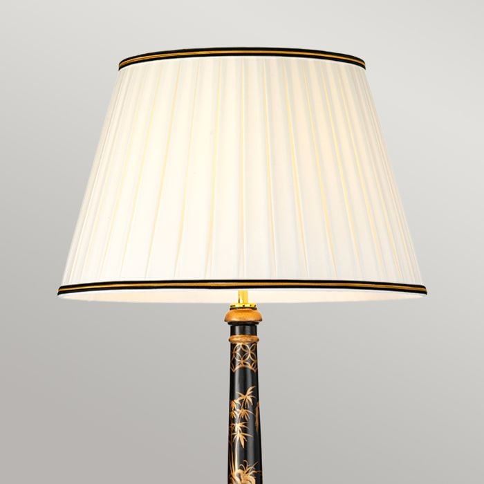 Elstead Lighting Strasbourg 1 Light Table Lamp With Tall Empire Shade - Black And Gold With Ivory With Black And Gold Trim Shade