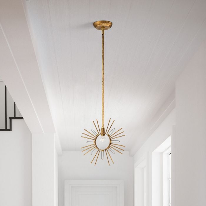 Elstead Lighting Sun King 1 Light Pendant - Gold Leaf