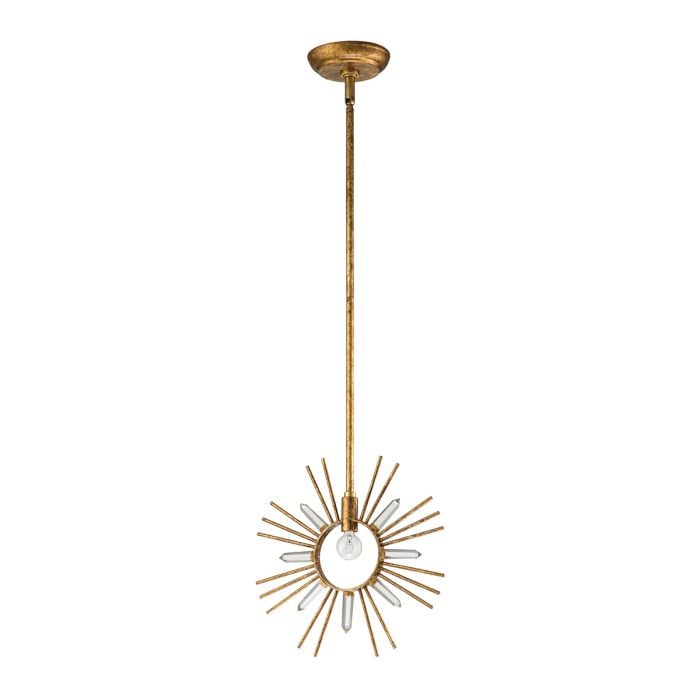 elstead lighting Sun King 1 Light Pendant - Gold Leaf