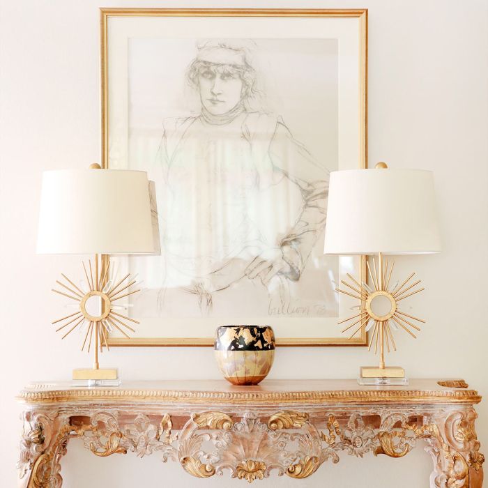 Elstead Lighting Sun King 1 Light Table Lamp - Distressed Gold Cream Shade