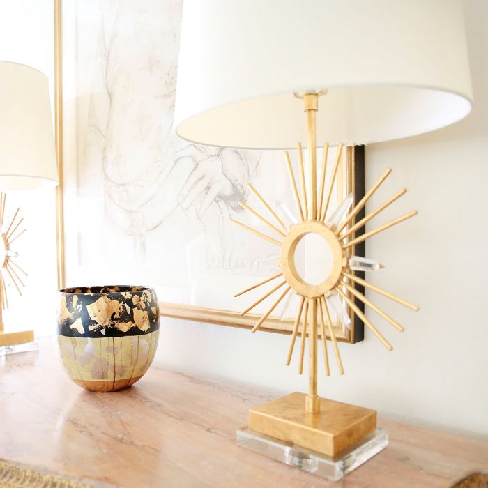 Elstead Lighting Sun King 1 Light Table Lamp - Distressed Gold Cream Shade