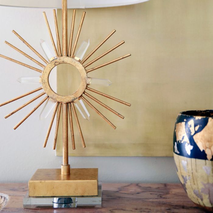Elstead Lighting Sun King 1 Light Table Lamp - Distressed Gold Cream Shade