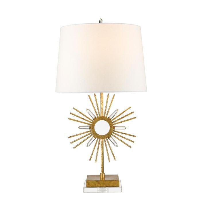 elstead lighting Sun King 1 Light Table Lamp - Distressed Gold Cream Shade