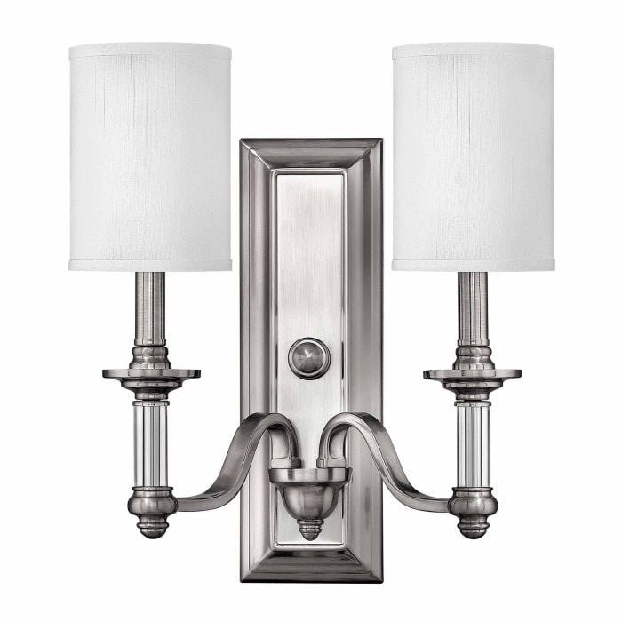 elstead lighting Sussex 2 Light Wall Light - Brushed Nickel