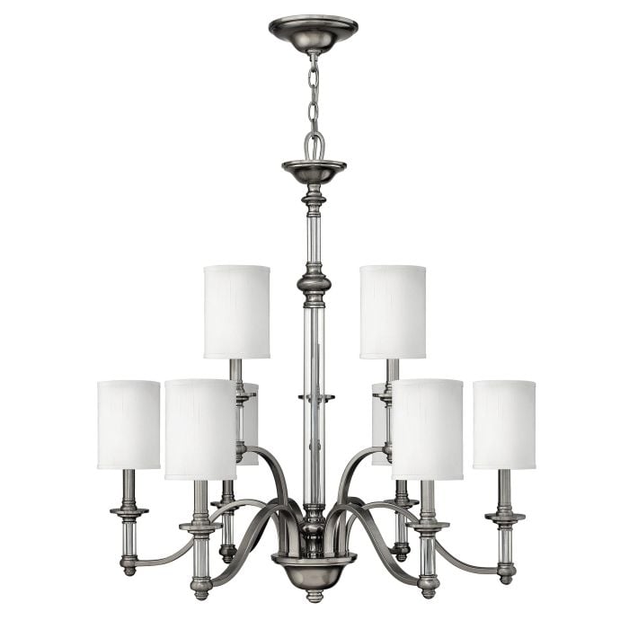 elstead lighting Sussex 9 Light Chandelier - Brushed Nickel
