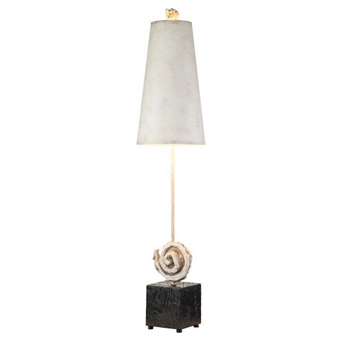 elstead lighting Swirl 1lt Table Lamp - Bone White and Black with Antique White Shade