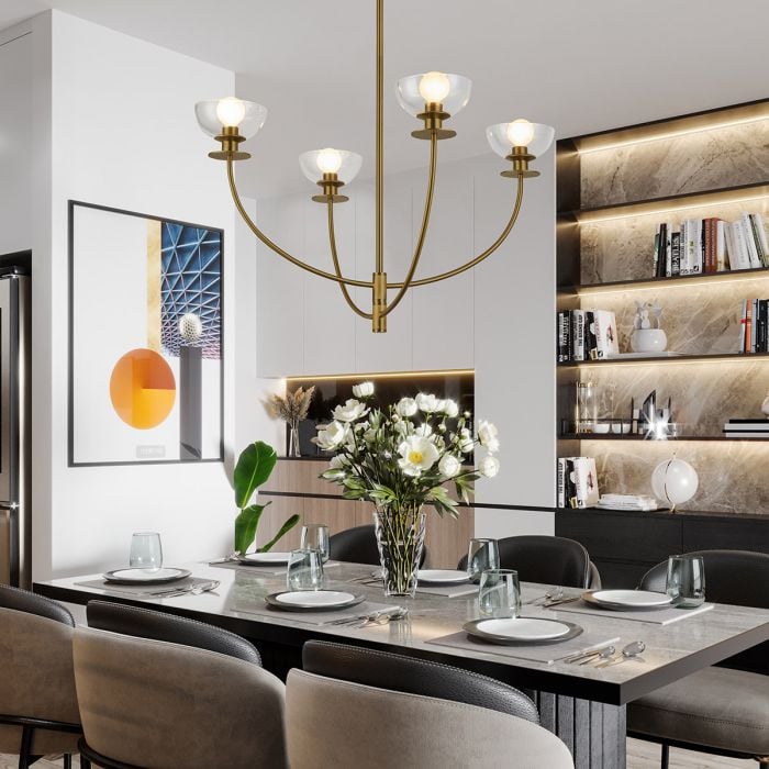 Elstead Lighting Sylvia 4 Lt Chandelier - Brushed Gold