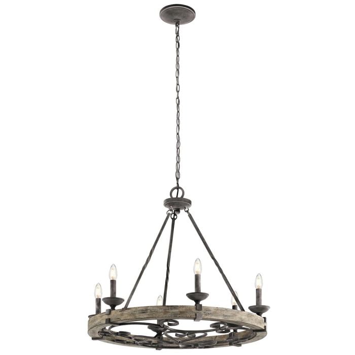 elstead lighting Taulbee 6 Light Chandelier - Weathered Zinc